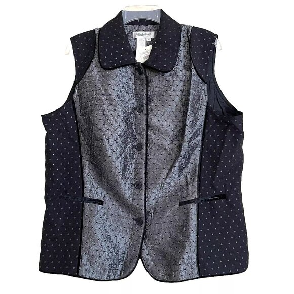 Coldwater Creek Metallic Glimmer Button Front Vest 1X NWT Office Business Casual - Picture 1 of 5